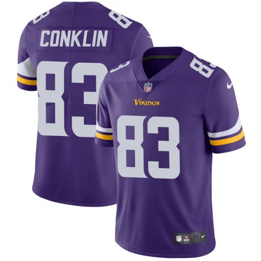 Men's Minnesota Vikings #83 Tyler Conklin Purple Vapor Untouchable Limited Stitched NFL Jersey